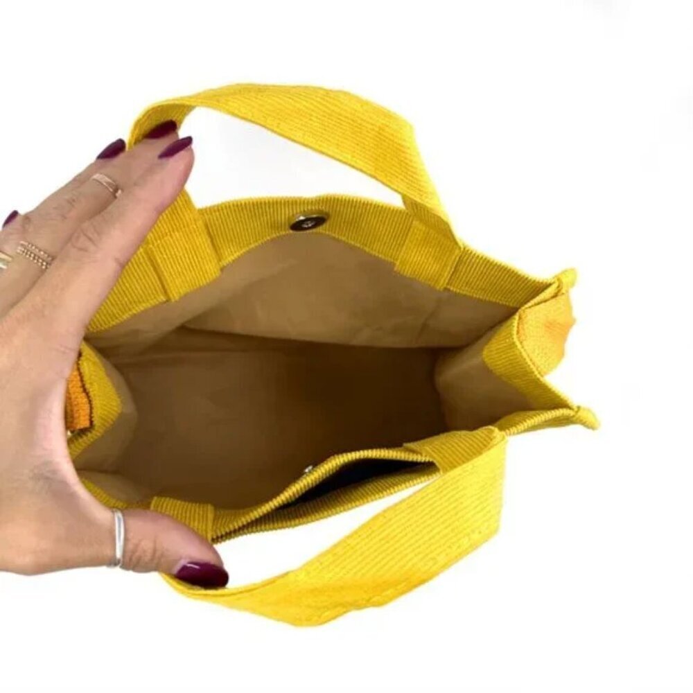 NWT Mini Corduroy Yellow Convertible Tote Bag - Picture 3 of 5